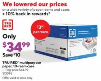 Staples Tru Red Multipurpose Paper 10-Ream Case offer