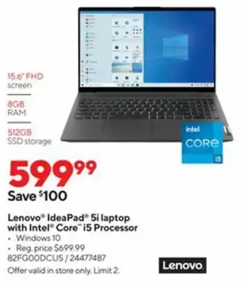 Staples Lenovo Ideapad 5i Laptop With Intel Core i5 Processor 82FG00DCUS offer