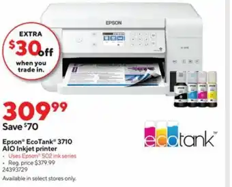 Staples Epson EcoTank 3710 AIO Inkjet Printer offer