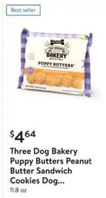 Walmart Three Dog Bakery Puppy Butters Peanut Butter Sandwich Cookies Dog... 11.8 oz offer