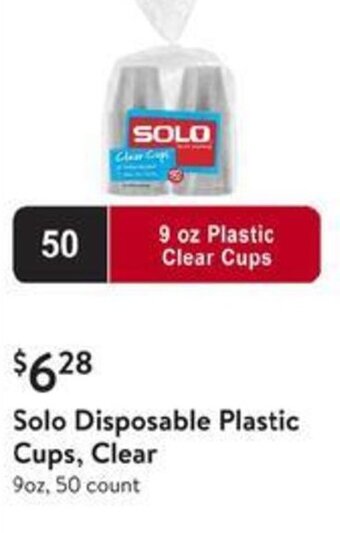 Walmart Solo Disposable Plastic Cups, Clear offer