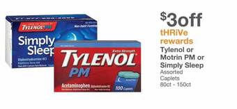 Kinney Drugs Tylenol or motrin pm or simply sleep offer