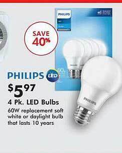 Valu Home Centers Philips 4 pk led bulbs offer