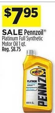 Dollar General Pennzoil platinum full synthetic motor oil offer