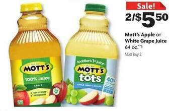 Family Dollar Mott's apple or white grape juice offer