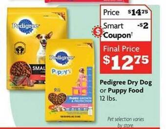 Family Dollar Pedigree dry dog or puppy food offer