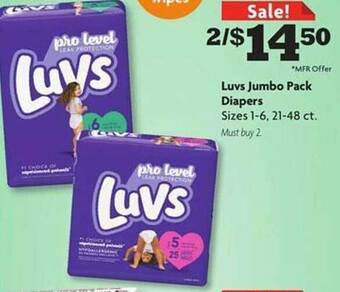 Family Dollar Luvs jumbo pack diapers offer