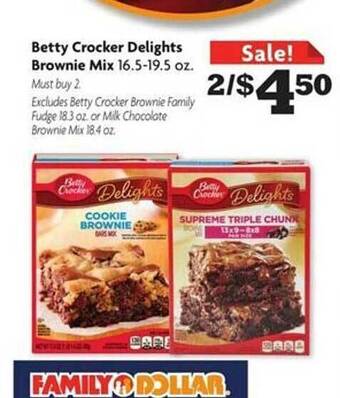 Family Dollar Betty crocker delights brownie mix offer