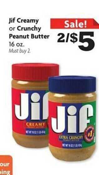 Family Dollar Jif creamy or crunchy peanut butter offer