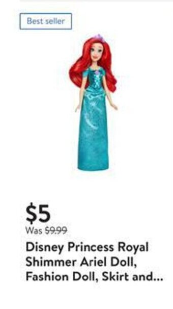 Walmart Disney Princess Royal Shimmer Ariel Doll, Fashion Doll, Skirt and... offer