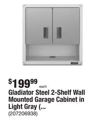 The Home Depot Gladiator steel 2-shelf wall mounted garage cabinet in light gray (28 in w x 28 in h x 12 in d) offer
