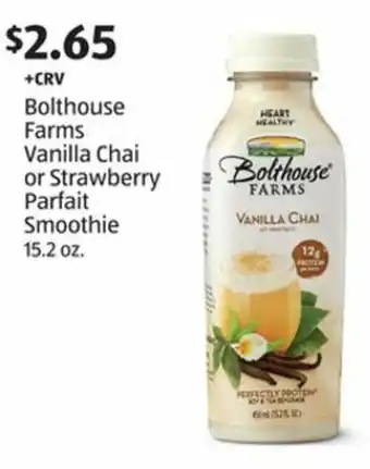 Aldi Bolthouse Farms Vanilla Chai or Strawberry Parfait Smoothie 15.2 oz offer