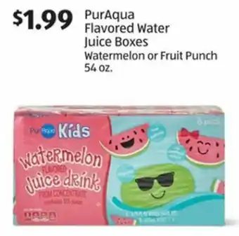 Aldi PurAqua Flavored Water Juice Boxes Watermelon or Fruit Punch 54 oz offer