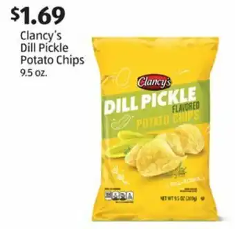 Aldi Clancy's Dill Pickle Potato Chips 9.5 oz offer