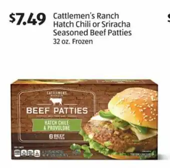 Aldi Cattlemen's Ranch Hatch Chili or Sriracha Seasoned Beef Patties 32 oz offer