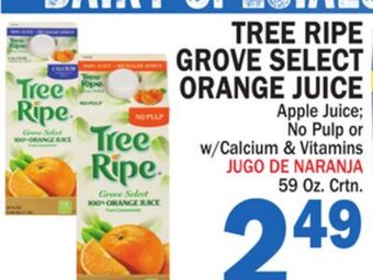 Bravo Supermarkets Tree ripe grove select grove select orange juice offer