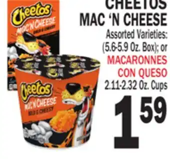 Bravo Supermarkets Cheetos mac'n cheese, 2.11-2.32 oz. cups offer