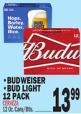 Bravo Supermarkets Budweiser, bud light 12 pack offer