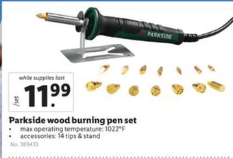 Lidl Parkside wood burning pen set offer
