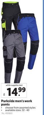 Lidl Parkside men's work pants offer