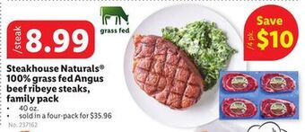 Lidl Steakhouse naturals® 100% grass fed angus beef ribeye steaks, family pack offer