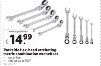 Lidl Parkside flex-head ratcheting metric combination wrench set offer