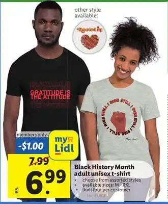 Lidl Black history month adult unisex t-shirt offer