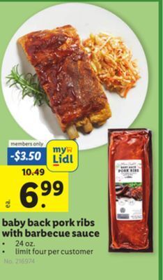 Lidl Baby back pork ribs with barbecue sauce offer