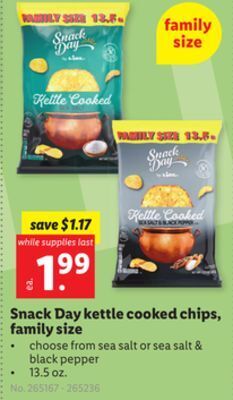 Lidl Snack day kettle cooked chips, family size offer