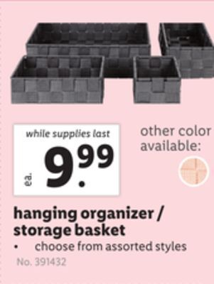 Lidl Hanging organizer/storage basket offer