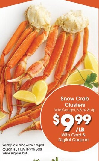 Kroger Snow Crab Clusters offer
