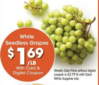 Kroger White Seedless Grapes offer