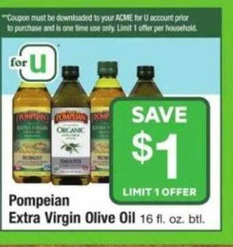 ACME Pompeian extra virgin olive oil offer