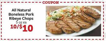 Fareway All natural boneless pork ribeye chops offer