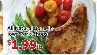 Fareway All natural bone-in iowa pork chops offer
