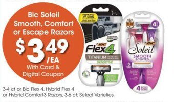 Kroger Bic Soleil Smooth, Comfort or Escape Razors offer
