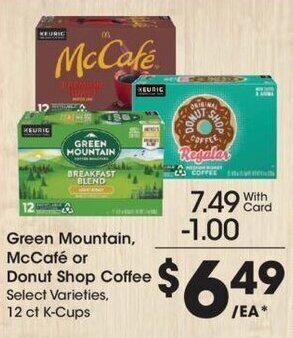 Kroger Green Mountain, McCafe or Donut Shop Coffee 12 ct-K-Cups offer
