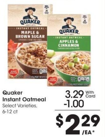 Kroger Quaker Instant Oatmeal 6-12 ct offer