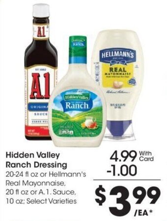 Kroger Hidden Valley Ranch Dressing 20-24 fl, oz offer