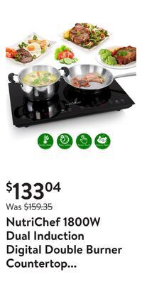 Walmart Nutrichef 1800w dual induction digital double burner countertop cooktop offer