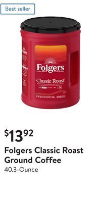 Walmart Folgers classic roast ground coffee offer