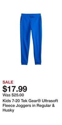 Kohl's Kids 7-20 tek gear® ultrasoft fleece joggers in regular & husky offer