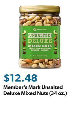 Sam's Club Member's mark unsalted deluxe mixed nuts (34 oz.) offer