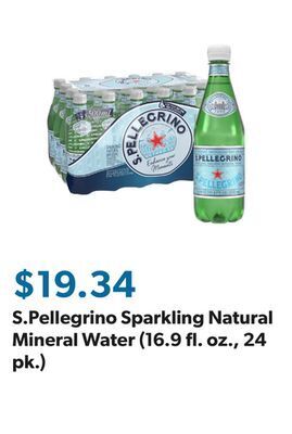 Sam's Club S.pellegrino sparkling natural mineral water (16.9 fl. oz., 24 pk.) offer