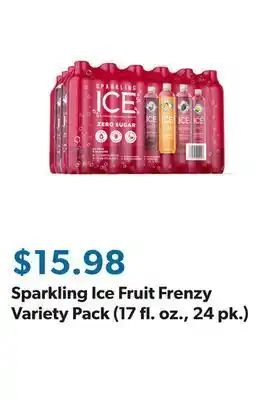 Sam's Club Sparkling ice fruit frenzy variety pack (17 fl. oz., 24 pk.) offer