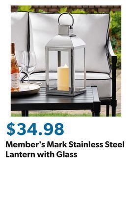 Sam's Club Member's mark stainless steel lantern with glass offer