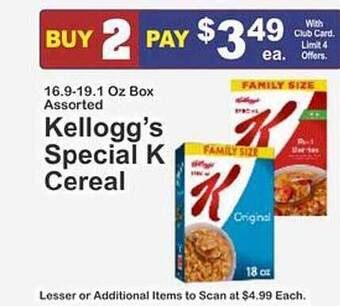 Key Food Kellogg's special k cereal offer
