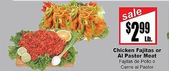 Rancho Markets Chicken fajitas or al pastor meat offer