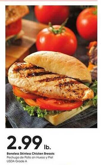 Stater Bros Boneless skinless chicken breasts offer