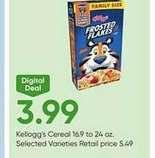 Stater Bros Kellogg's cereal offer